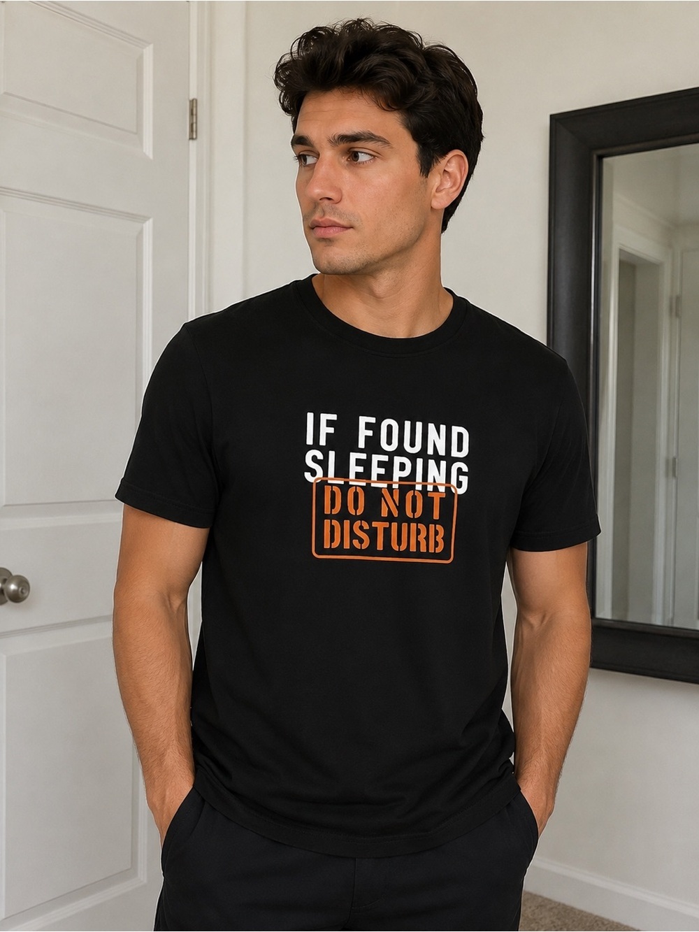 Mountain Ridge If Found Sleeping Do Not Disturb Graphic Sleep Shirt Size M